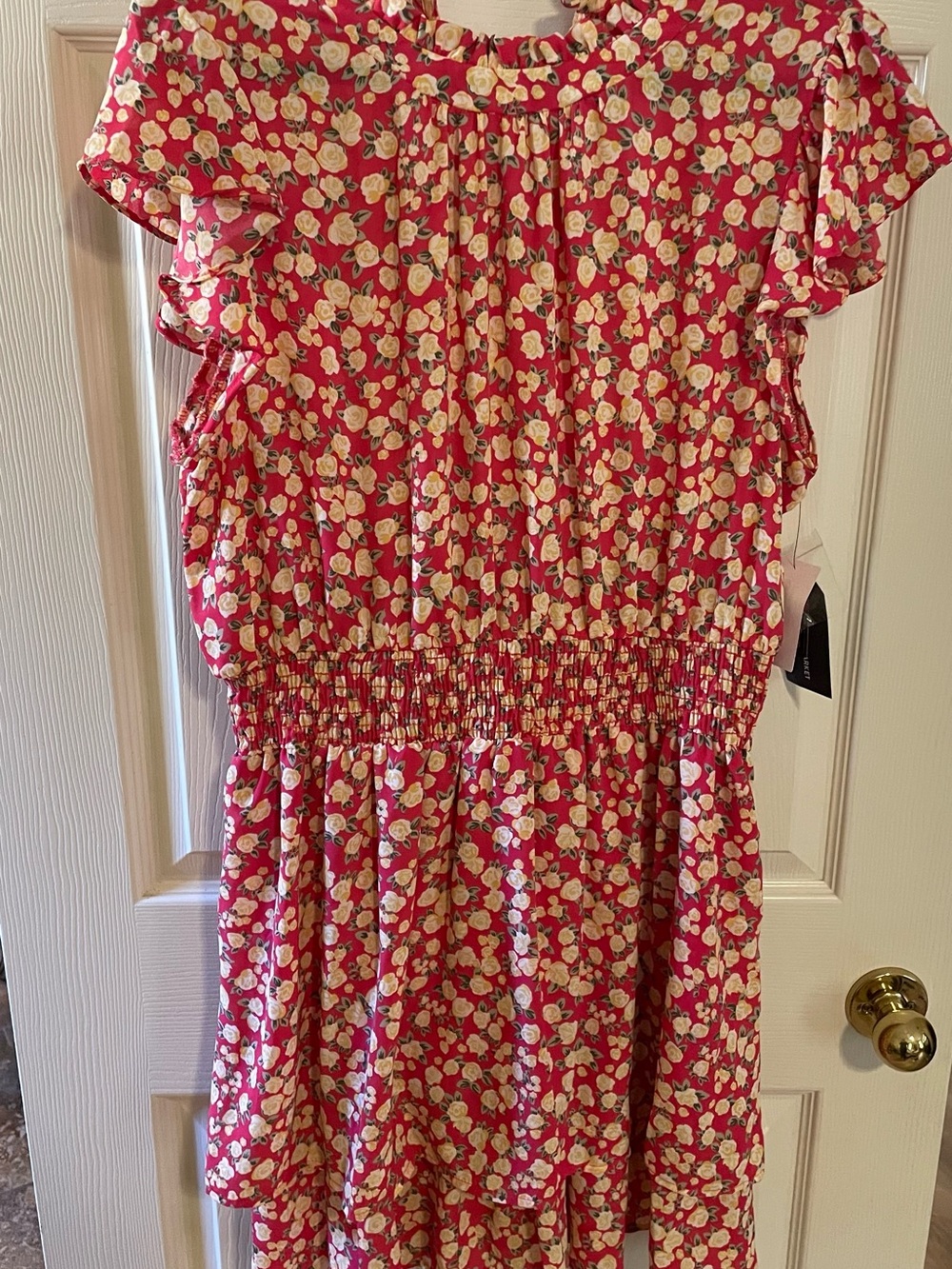 Floral Pink Ruffle Sleeve Dress